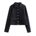 Jesie-London Harper women's cropped bomber jacket with button front, stylish and lightweight for casual wear.