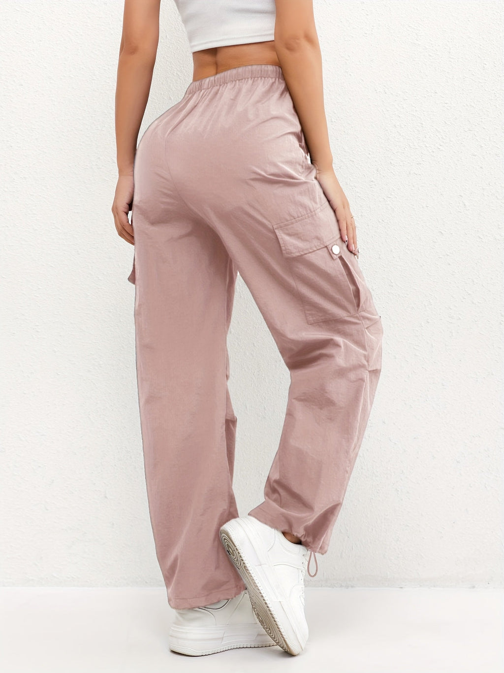 Rachel women's cargo pocket drawstring casual pants by Jesie-London, featuring a relaxed fit and adjustable waist with cargo pockets.