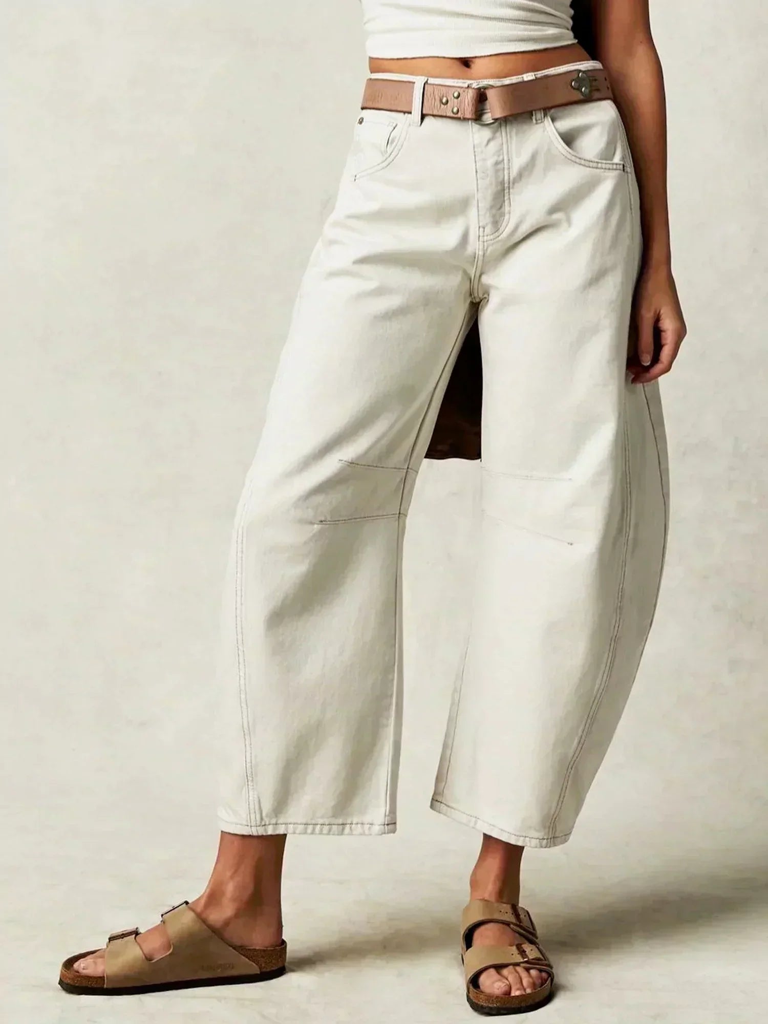 Women’s leopard print wide-leg denim jeans by Jesie-London, high-waisted and stylish, shown in a full-length view.