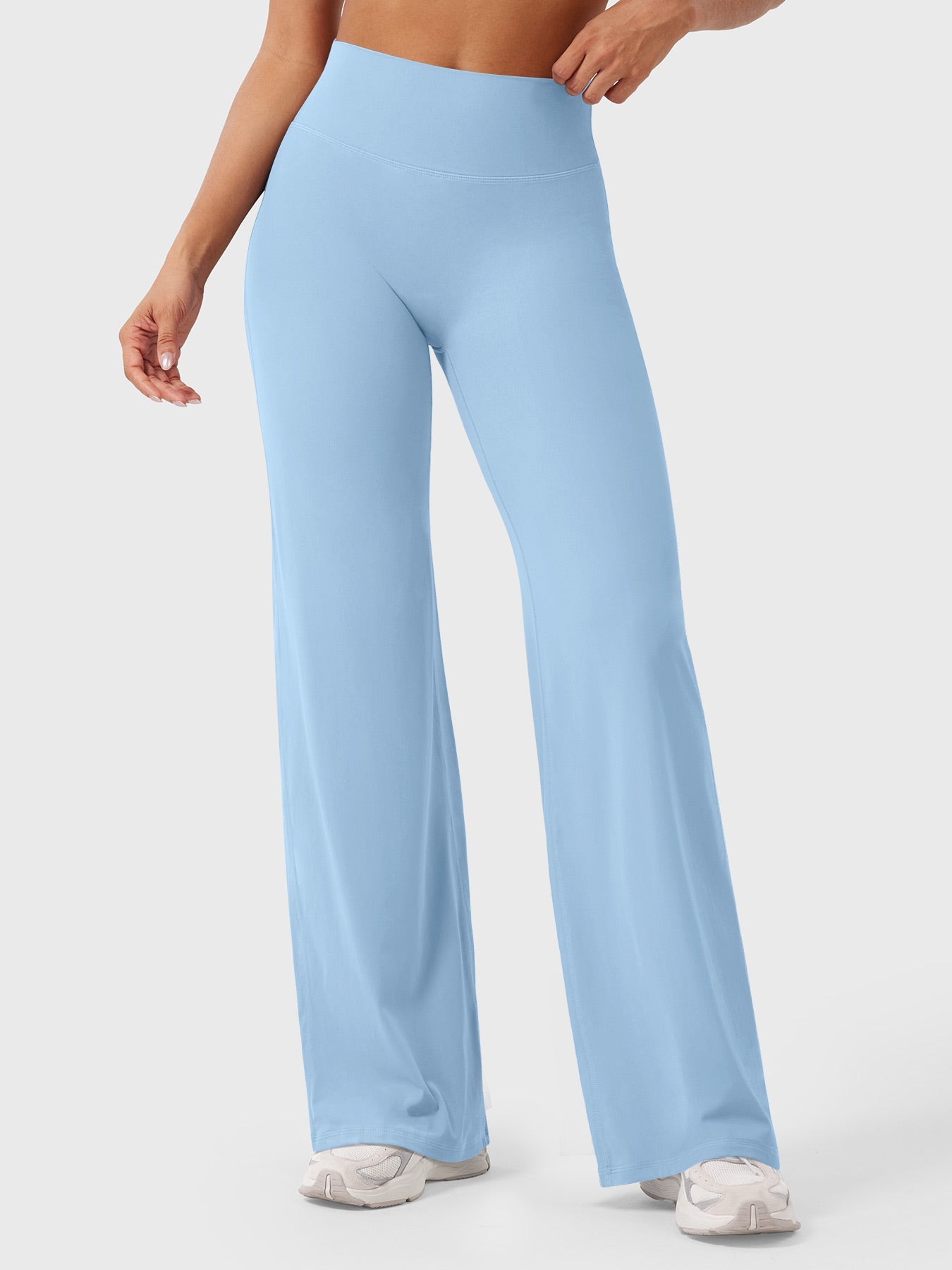 Air Blue women's high waist flared pants from Jesie-London's Millie summer collection, showcasing the stylish, flowy design.