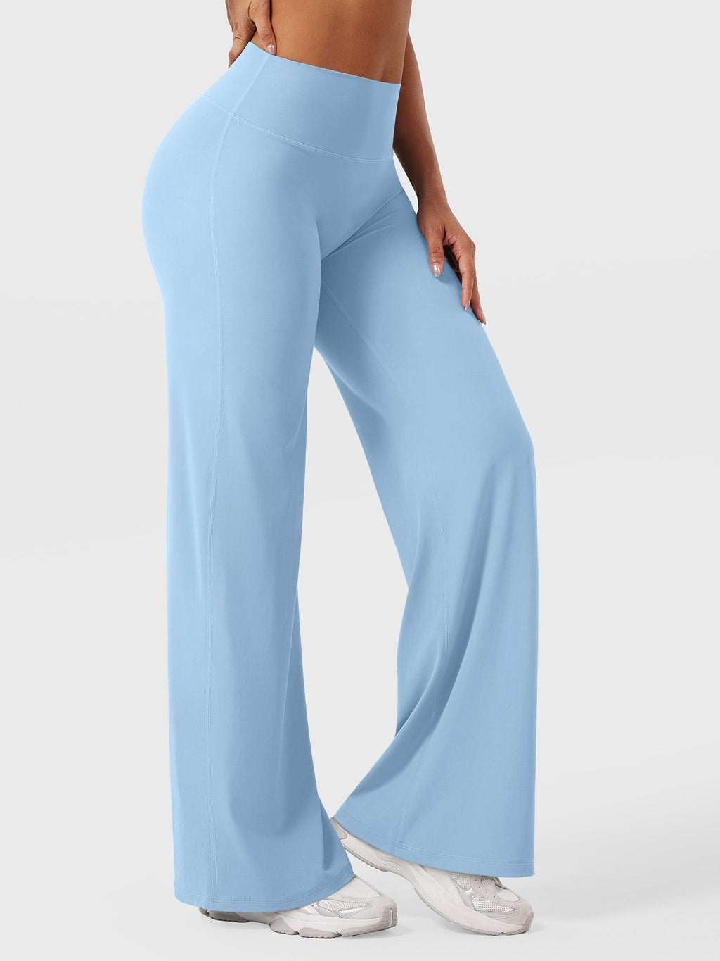 Air blue women's high waist flared summer pants by Jesie-London, featuring a stylish and comfortable fit.