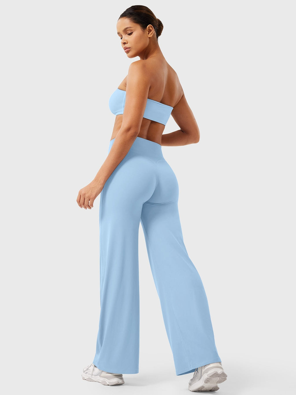 Air Blue high waist flared pants for women by Jesie-London, featuring a stylish summer design and comfortable fit.