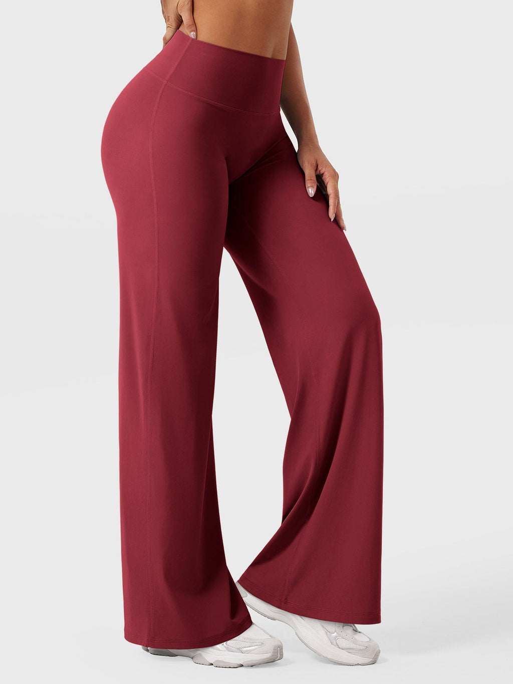 Women’s high waist flared pants by Jesie-London, styled in anchor red, displayed on a model for summer casual wear.