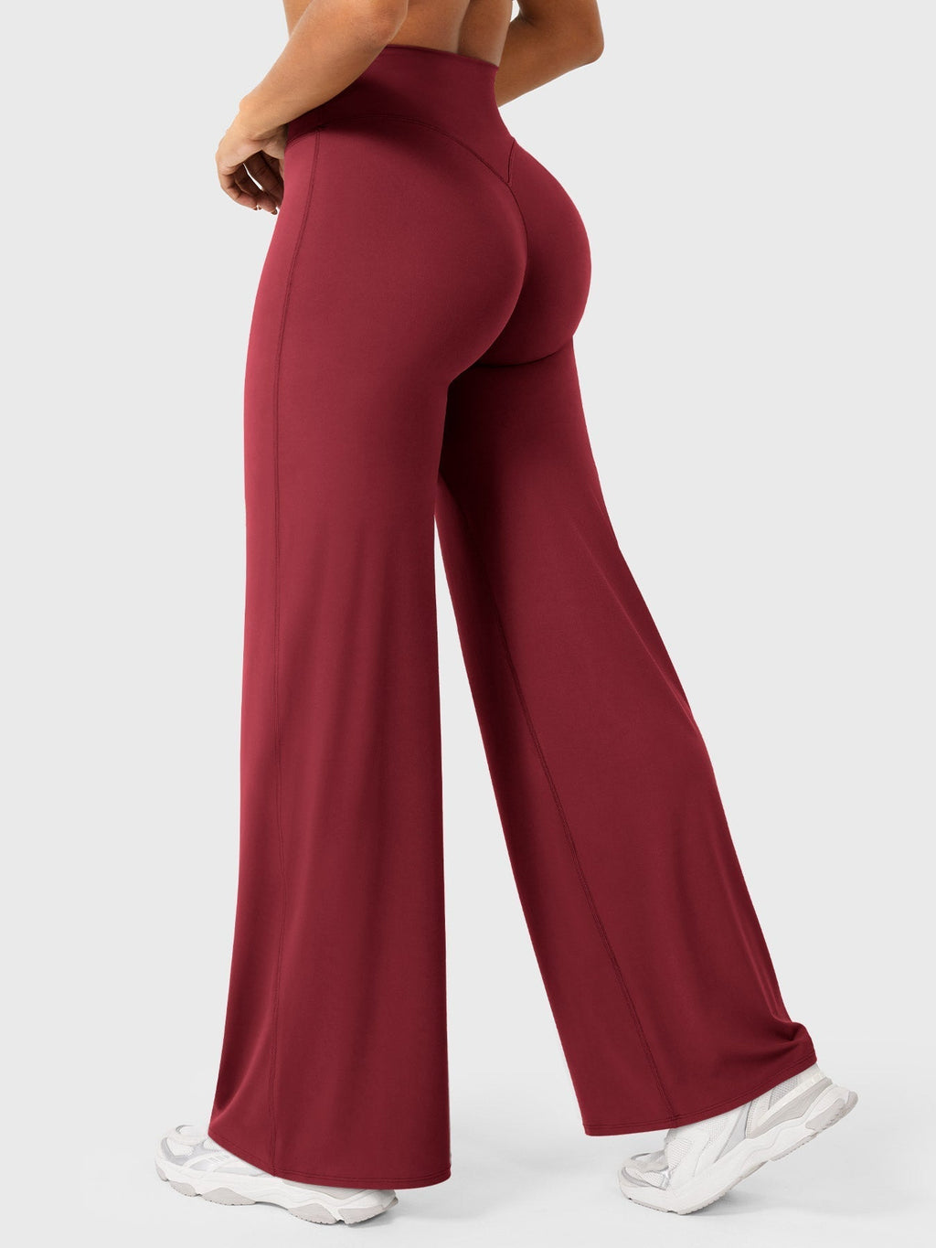 Jesie-London Millie women's summer high waist flared pants in Anchor Red, showcasing the flowy, high-rise design and vibrant color.