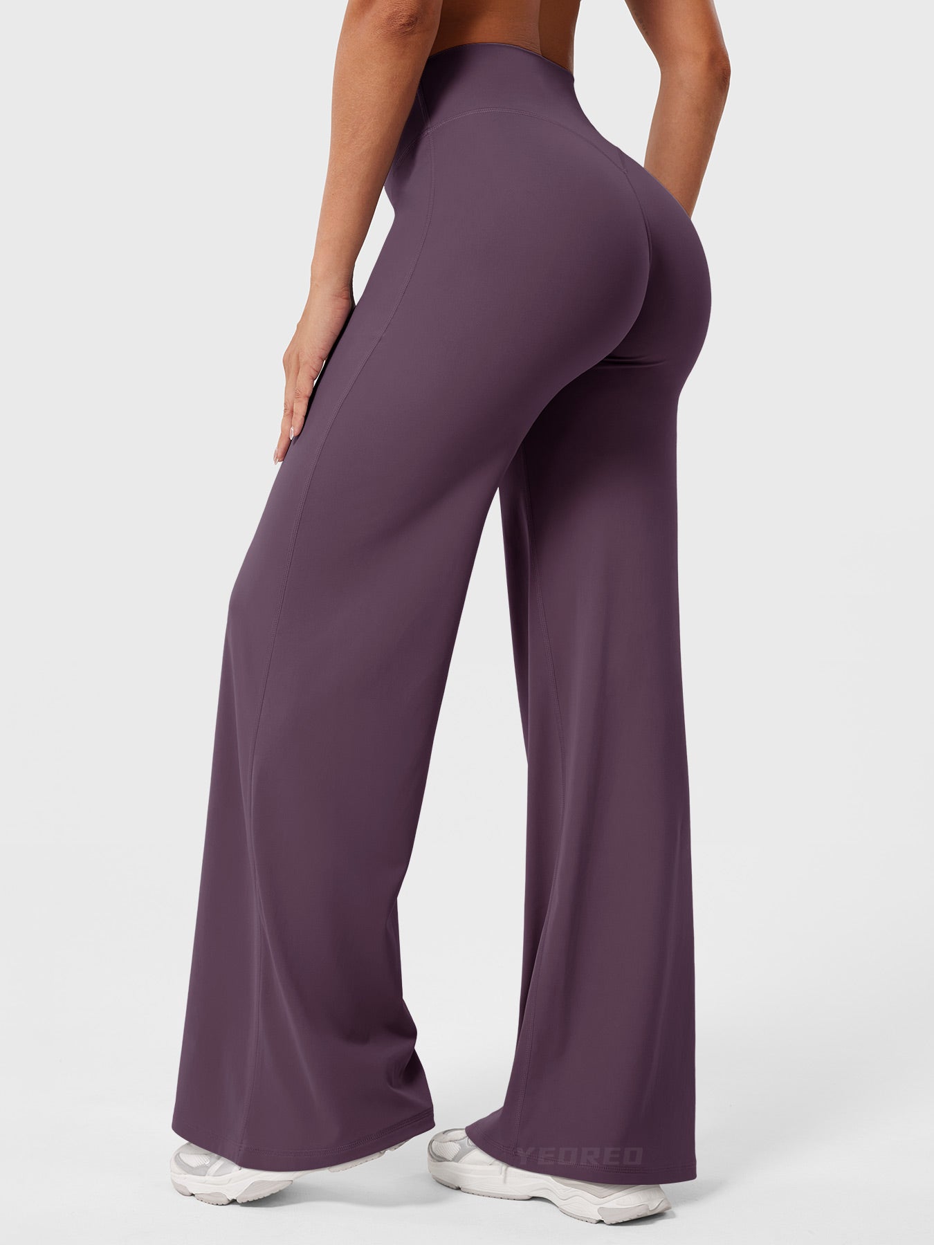 Blackberry purple women's high waist flared pants by Jesie-London, featuring a summer-ready, stylish flared design.