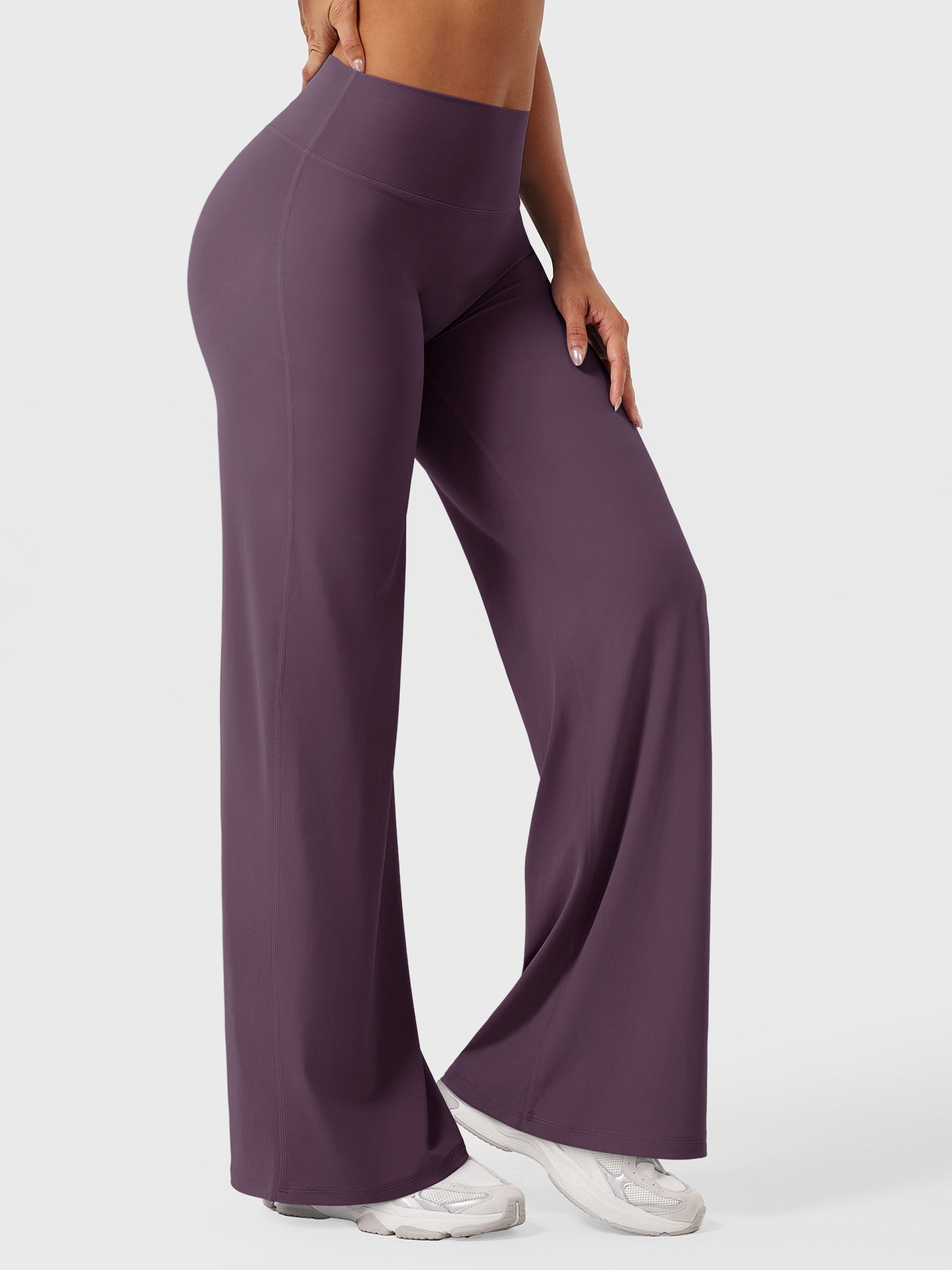 Blackberry purple women's high waist flared pants from Jesie-London, featuring a stylish summer design and comfortable fit.