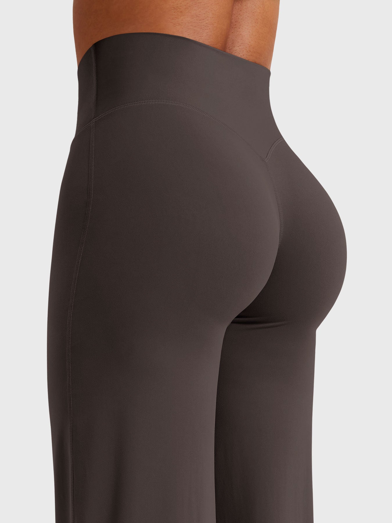 Dark brown women's high waist flared summer pants by Jesie-London, featuring a stylish and comfortable fit.