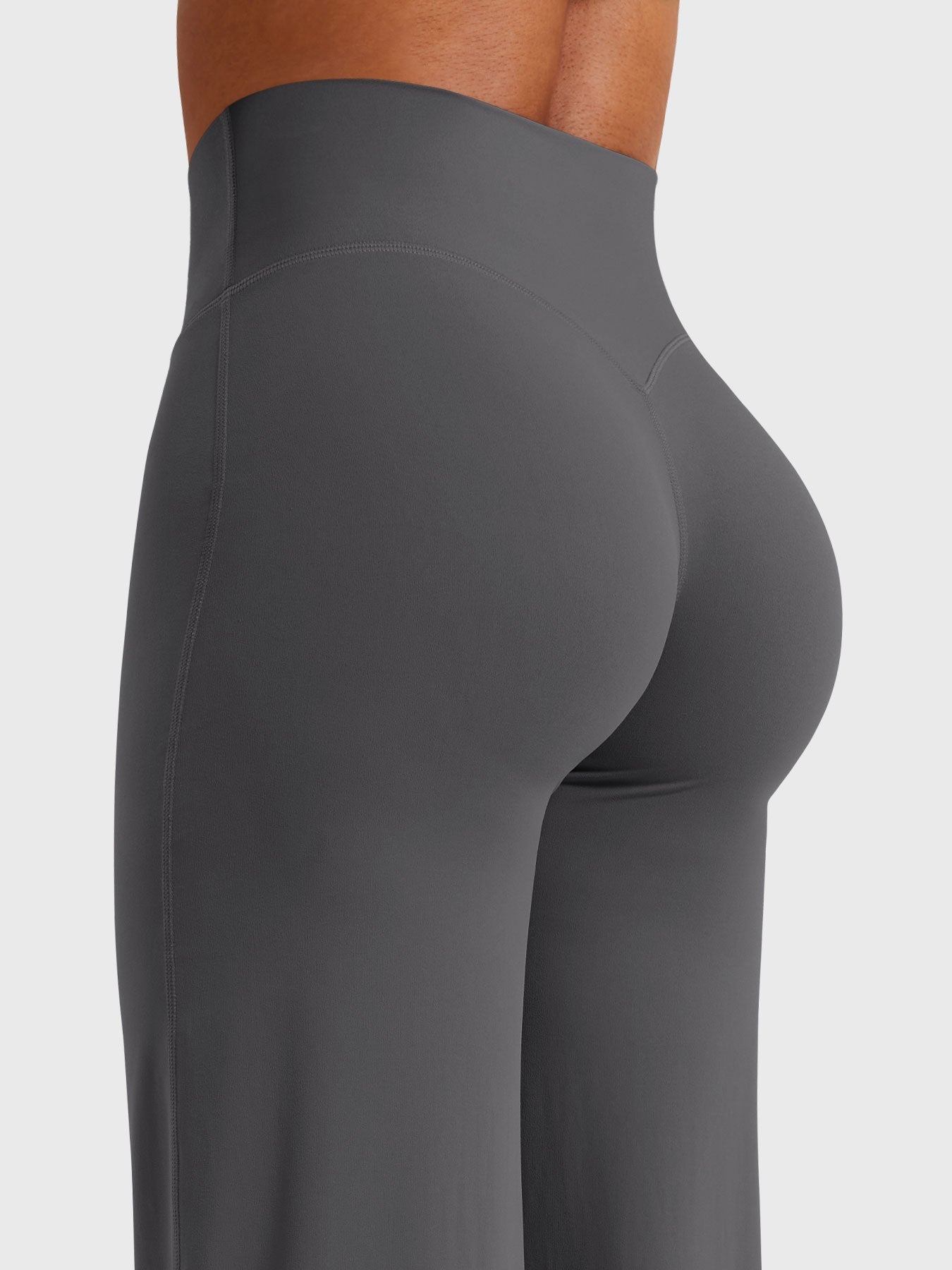 Dark grey women's high waist flared summer pants by Jesie-London, stylish and comfortable for warm weather wear.