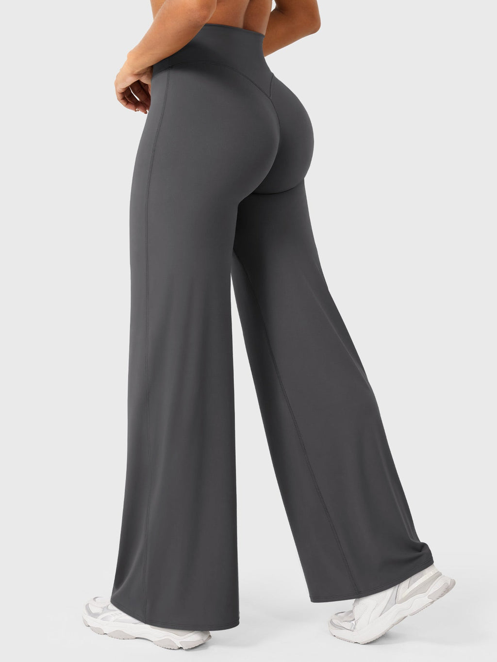 Dark grey women's high waist flared pants from Jesie-London's Millie summer collection, styled for a casual look.