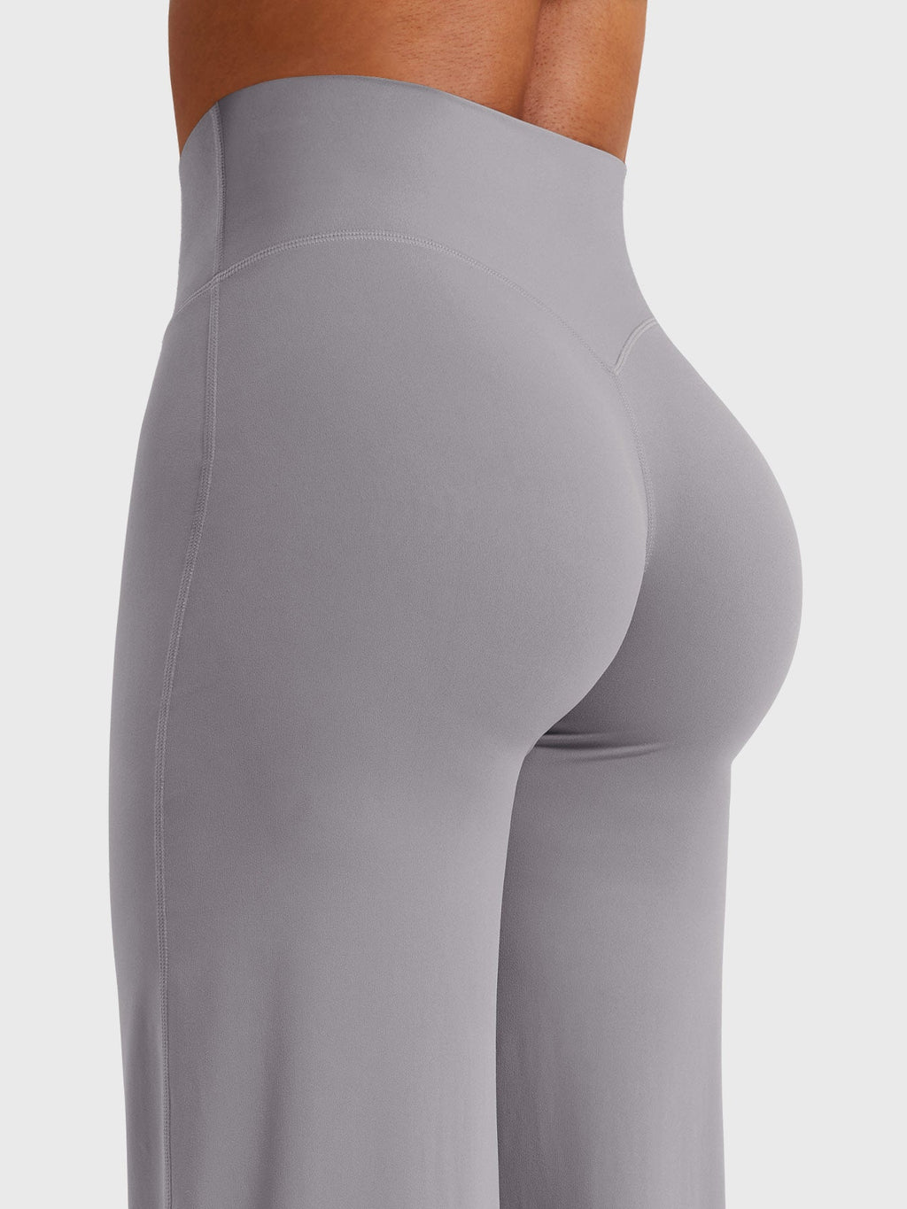 Light grey women's high waist flared summer pants by Jesie-London, featuring a flattering fit and breathable fabric.