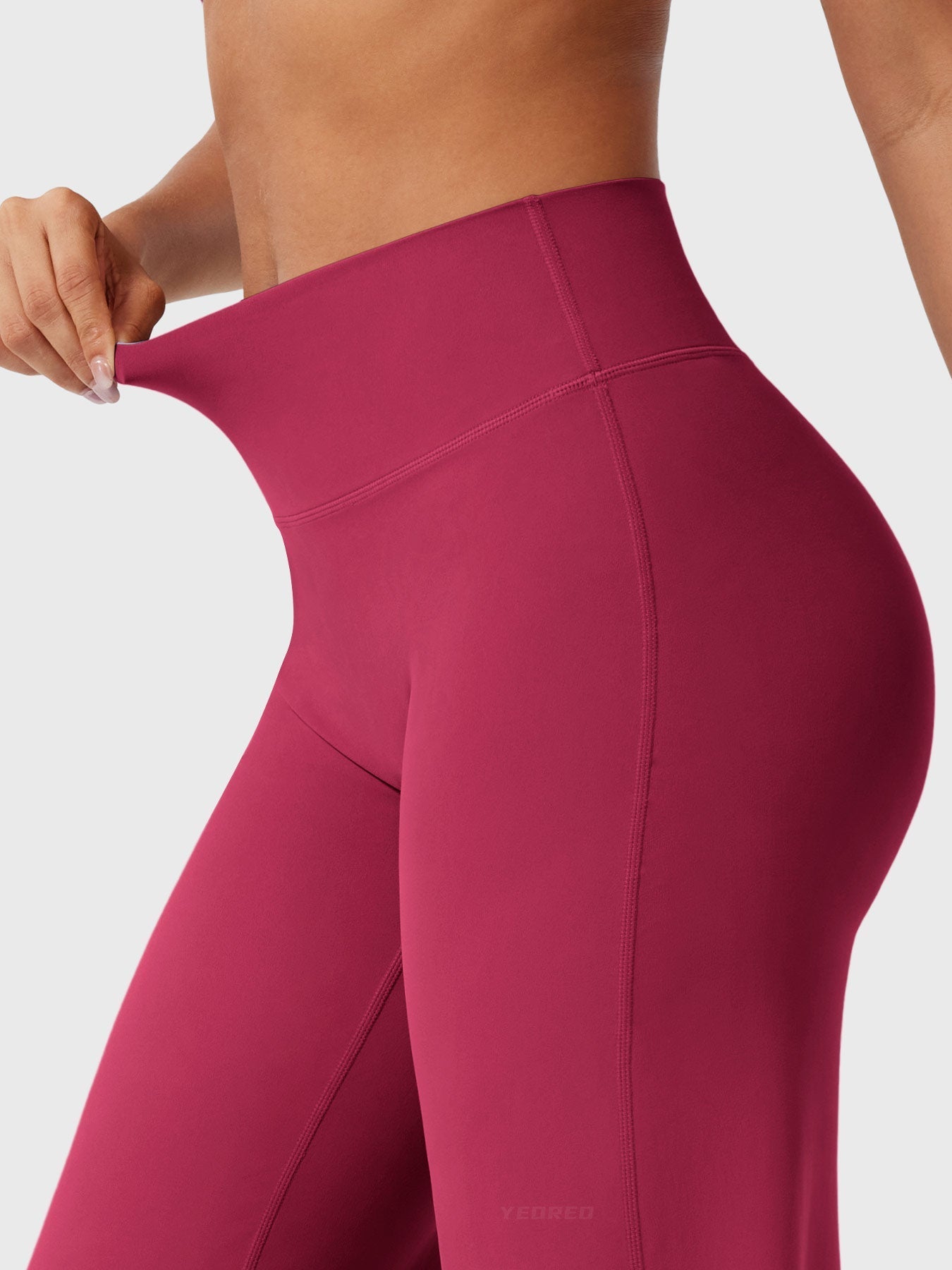 Millie women’s summer high waist flared pants in vibrant ruby red, stylish Jesie-London casual fashion for women.