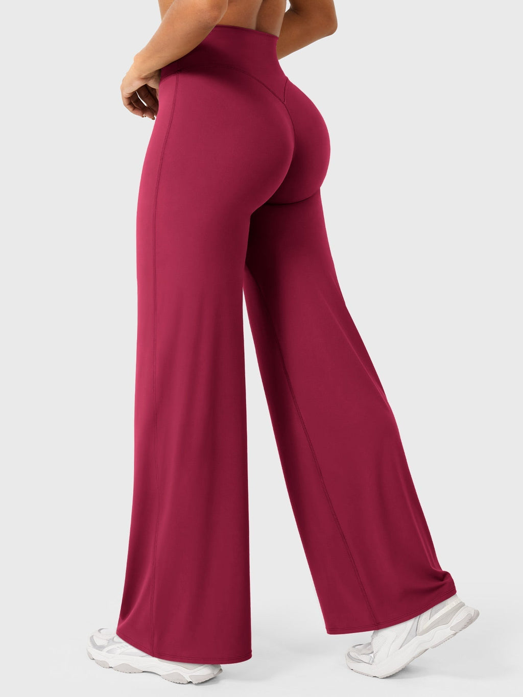 Millie women's summer high waist flared pants in vibrant ruby red, stylish and comfortable from Jesie-London.